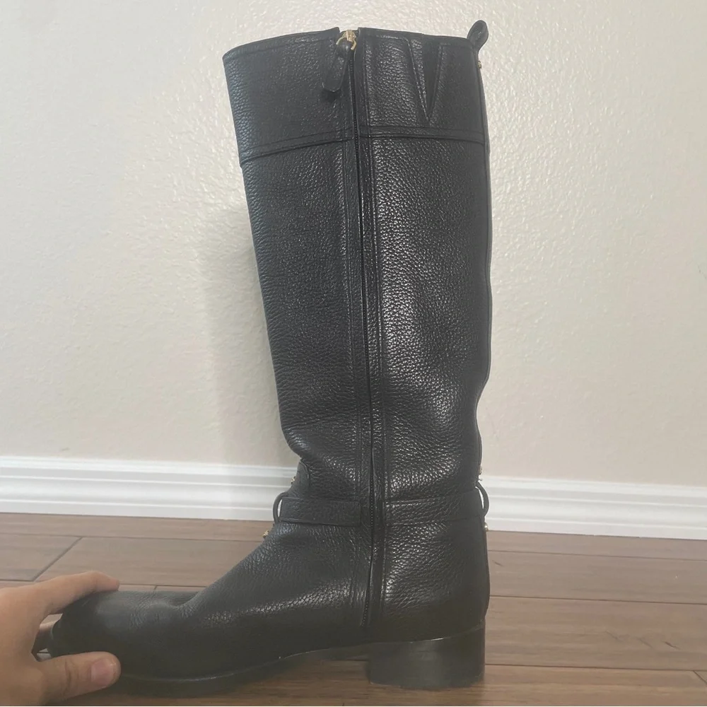 Tory Burch Black Leather Riding Boots knee high boots